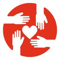 Unity and togetherness icon concept in red filled color vector