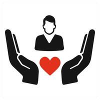 Caring and human care icon concept in red filled color vector