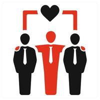 Togetherness and team icon concept in red filled color vector