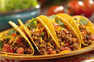 Savory Ground Beef Tacos Recipe A Delicious and Simple Guide to Making Authentic Tacos with Seasoned Ground Beef, Fresh Tomatoes, Melted Cheese, and Cilantro, Perfect for a Quick Meal. photo