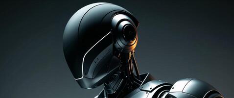 Futuristic Robot with Sleek Black Helmet Image photo
