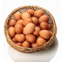 A Full Basket of Fresh Brown Chicken Eggs Ready for Cooking or Baking photo