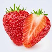 Juicy Red Strawberries One Whole and One Halved for Delicious Recipes and Food photo