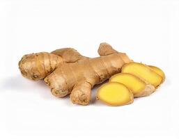 Fresh Ginger Root Slices Isolated on White Background Healthy Spice Ingredient photo