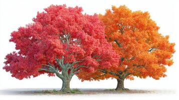 Autumn trees showcasing vibrant red and orange foliage in a serene landscape photo