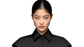 Portrait of a model in a black outfit showcasing confidence photo