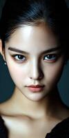 Striking portrait of a woman with captivating features photo