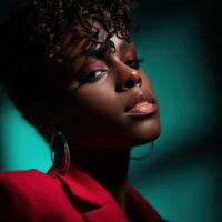 Stylish portrait of a model in a vibrant setting photo