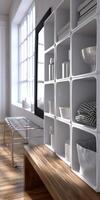 A white shelf with a bowl and a bowl on it photo