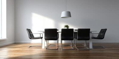 Modern Bauhaus-inspired conference room with minimalist design elements photo