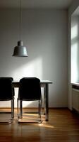 Bauhaus inspired minimalist interior with light and shadows in a room photo