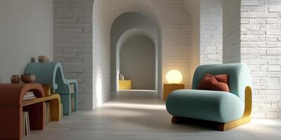 Modern interior design inspired by Bauhaus architecture in serene space photo