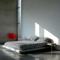 Modern bedroom design inspired by Bauhaus style with minimalist aesthetics photo