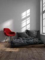 Cozy interior corner inspired by Bauhaus design principles photo