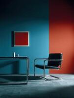 Exploring Bauhaus style in modern interior design with bold colors photo