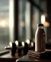 Protein shake ready for post-workout recovery at the gym photo