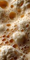 Protein shake with frothy texture captured in close-up detail photo