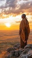 Sunset view from rocky overlook by an Indigenous person photo