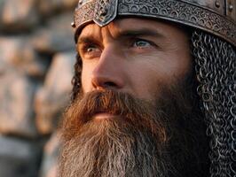 A man with a long beard and a beard wearing a crown photo