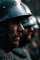 A close up of a man in armor photo