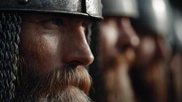 Warriors prepare for battle in historical reenactment event photo