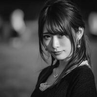 Woman posing gracefully in a park during a sunny afternoon photo