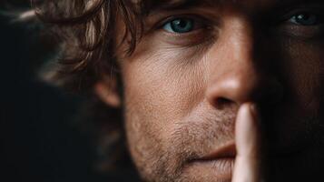 Silent moment captured with a thoughtful man in close-up photo