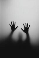 Shadowy hands reaching out against a light background photo