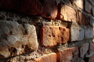 Textured brick wall illuminated by soft natural light photo