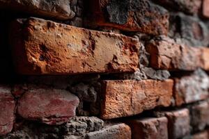 Close-up view of aged bricks showcasing texture and colors photo