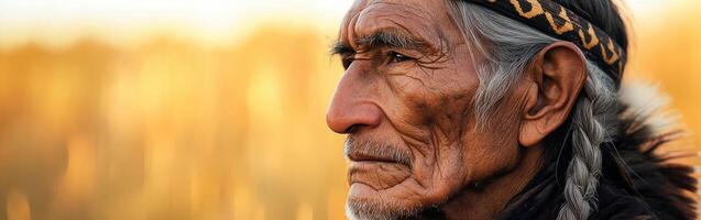 Wisdom of an elder captured in serene sunset light in nature photo