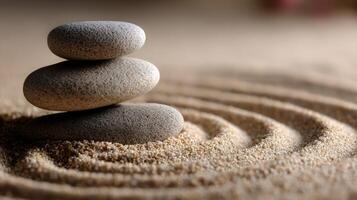 Stones arranged in a zen garden creating a peaceful atmosphere photo