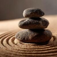 A stack of rocks sitting on top of a sand dune photo