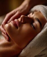 Relaxing facial treatment for rejuvenation in a serene spa environment photo