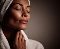 Relaxation and tranquility moment captured during a spa treatment session photo