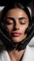 Facial treatment session with a skilled practitioner and relaxed client photo