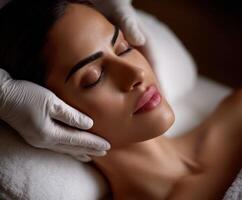 Relaxing facial treatment at a spa with a calming ambiance photo