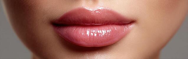 Glossy lips close-up showcasing beauty and makeup techniques in studio photo