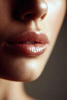 Close-up of healthy lips highlighting natural beauty and hydration photo