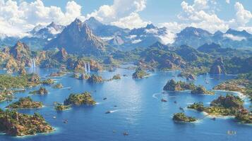 An island with many small islands in the ocean photo