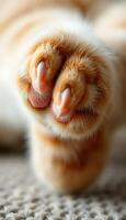 close up of a cat's paw with it's paw stretched out photo
