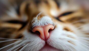 close up of a cat's face with its mouth open photo