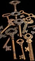 bunch of old keys laying on top of each other photo