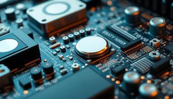 close up view of a computer motherboard photo