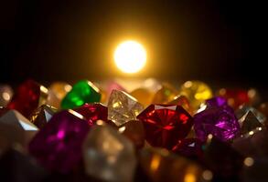 group of different colored diamonds sitting on top of a table photo