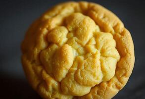 close up of a cookie on a table photo