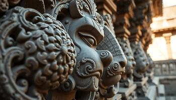 close up of a decorative gargoyle on a building photo