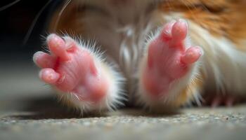 close up of a cat's paw and paw prints photo