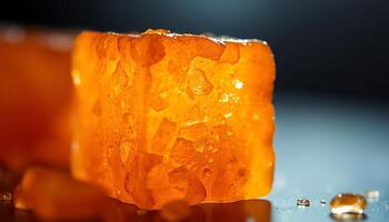 close up of a piece of orange ice photo