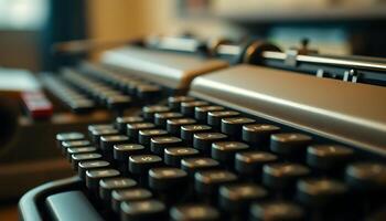 close up of a black and silver typewriter photo